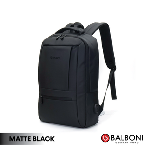 Balboni 13S4DLCA02 Business Travel Laptop Backpack – Water-Resistant, USB Charging, 16" Laptop Compartment (Ash Grey/Matte Black/Khaki Green)