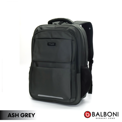 Balboni 13U4DLZQ31 Travel Laptop Backpack – Water-Resistant, USB Charging Port, Large-Capacity (Ash Grey/Steel Black)