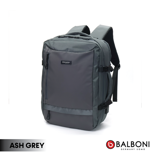 Balboni BRD4HZ5020 Travel Laptop Backpack – Water-Resistant, USB Charging Port, Large-Capacity (Ash Grey/Matte Black)