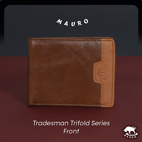 MAURO Tradesman Trifold Series Men's Genuine Leather Wallet 08J4DP139A