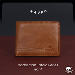 MAURO Tradesman Trifold Series Men's Genuine Leather Wallet 08J4DP239A