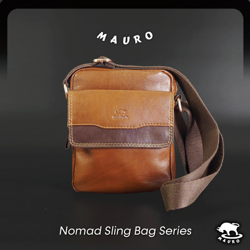 MAURO Nomad Sling Bag Series Genuine Leather Messenger Pouch Crossbody 08D2FJ4152