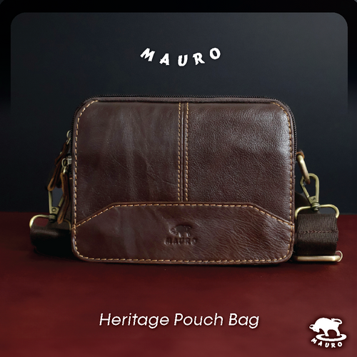 MAURO Heritage Pouch Bag Series Genuine Leather Sling Bag Cross Body Leather Bag Retro Vintage Leather 08F4FJ6526